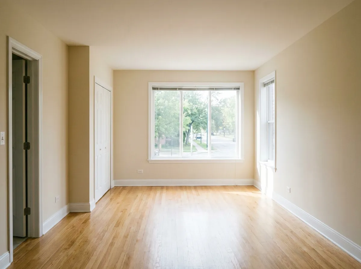 Apartamento vacío recién pintado en tono neutro, listo para un nuevo inquilino